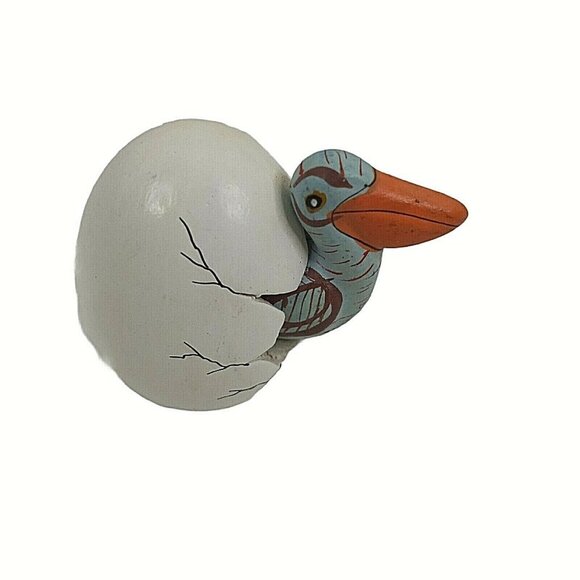 Vintage Bird Cracked Hatching Egg Figurine Pottery Art Mexico Intradeco 2" - Picture 1 of 5